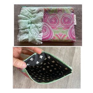 Nina Paz Luv pen case floral ruffle and cross plus sign design